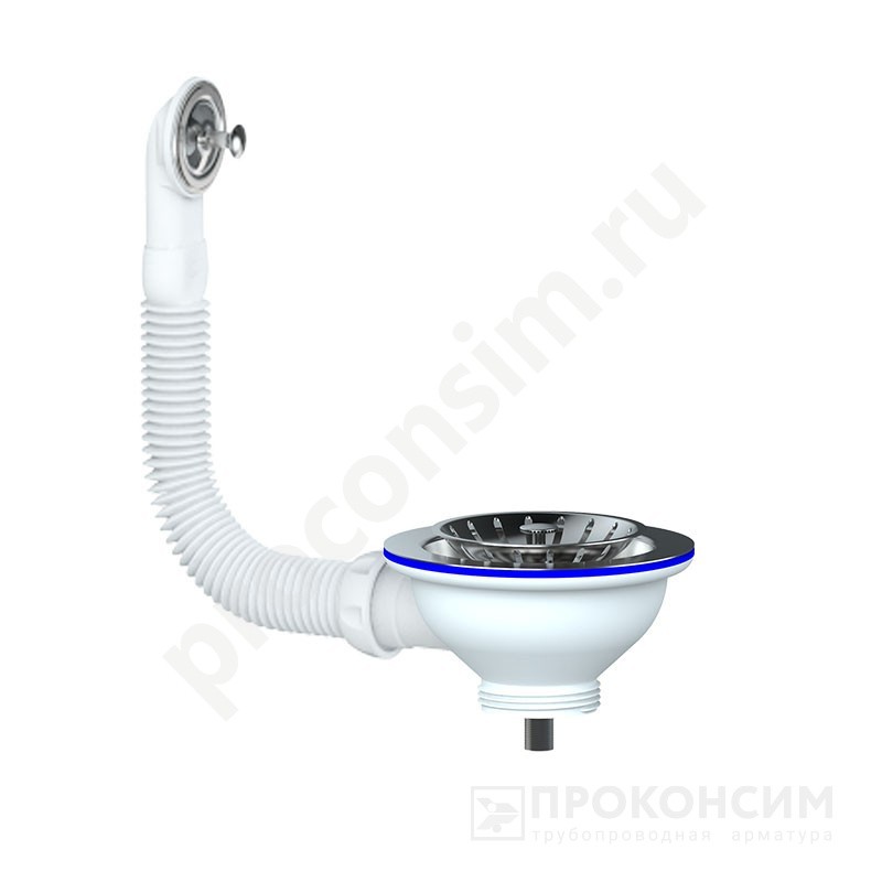 Цена 640,20 рублей с НДС.  Ожидается пополнение. Выпуск для мойки Unicorn Е156Р, 3 1/2'' х40 чаша из нержавеющей стали, круглый перелив (930152155) со склада Проконсим в Москве