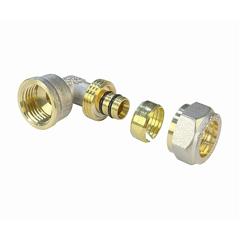 Угольник латунный для PEX труб 16-1/2'' PN 10 обжимной никелированный Valfex VF.352.N  купить в Москве | "Проконсим"