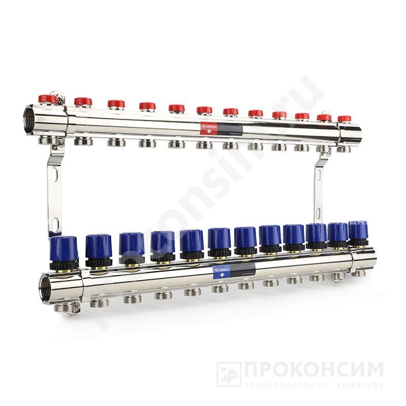 Цена [%TOWN_PRICE%].  Под заказ. Коллекторная группа из латуни DN 25-12 вых. G-3/4'', евроконус, без расходомеров, без дренажного крана и воздухоотводчика, VARMEGA VM15812 (930416522) со склада Проконсим в Москве