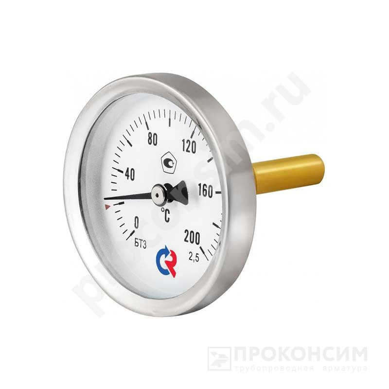Цена [%TOWN_PRICE%].  Ожидается пополнение. Термометр биметаллический БТ-31.211, DN 63, L 46мм, G1/2'', 0+160гр. латунный, осевой РОСМА (923203004) со склада Проконсим в Москве