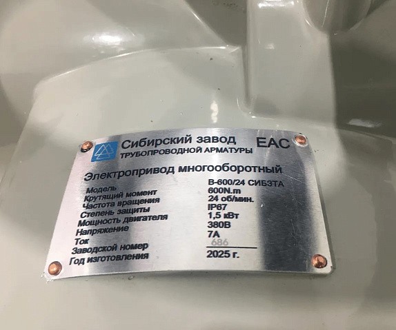 Электропривод В- 600/24 380В 1,5кВт многооборотный 600Нм СибЗТА купить в Москве | "Проконсим"