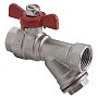 Кран латунный шаровой MVI BV.632 DN 15 PN 25 с фильтром никелированный полнопроходной муфта-муфта бабочка купить в Москве | "Проконсим"