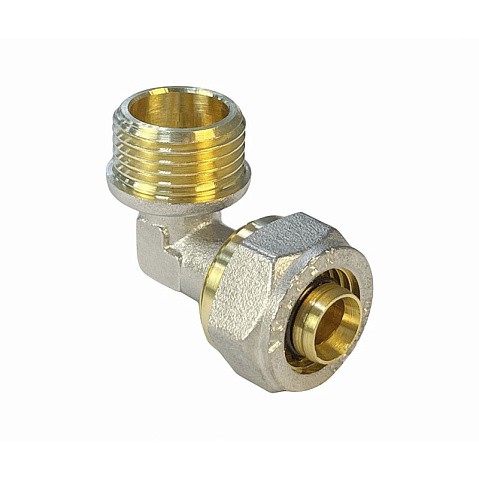 Угольник латунный для PEX труб 20-1/2'' PN 10 обжимной никелированный Valfex VF.352.N  купить в Москве | "Проконсим"