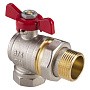 Кран латунный шаровой MVI AquaHit BV.322.05 DN 20 PN 25 бабочка американка полнопроходной угловой никелированный