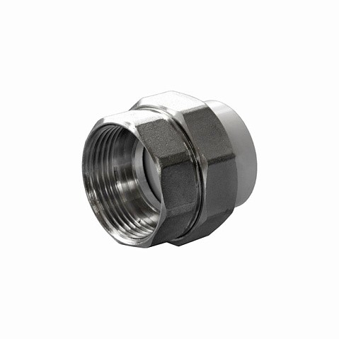Муфтаразъемная ПП 25-1/2''  с внутренней резьбой белая Политэк купить в Москве | "Проконсим"