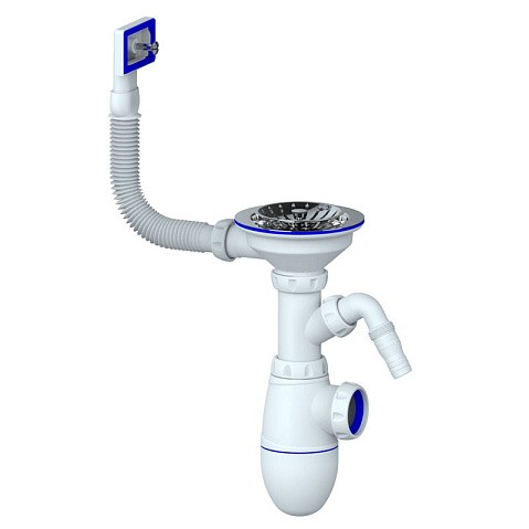 Сифон для мойки Unicorn В430V, без отвода, 3 1/2'' х40 с отводом для стиральной машины, прямоугольный перелив купить в Москве | "Проконсим"
