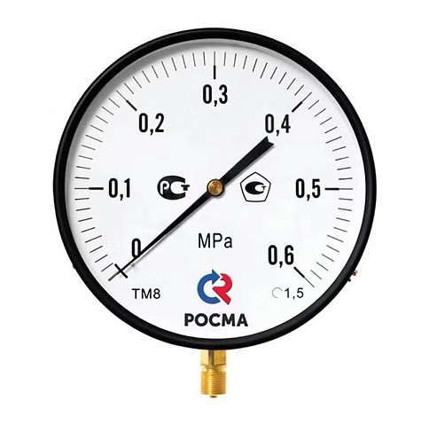Манометр Росма ТМ-810Р.00 котловый, 250мм, 0-0.4МПа, резьба M20x1,5, радиальный, класс точности 1,5 купить в Москве | "Проконсим" Манометр Росма ТМ-810Р.00 котловый, 250мм, 0-0.4МПа, резьба M20x1,5, радиальный, класс точности 1,5 купить в Москве | "Проконсим"
