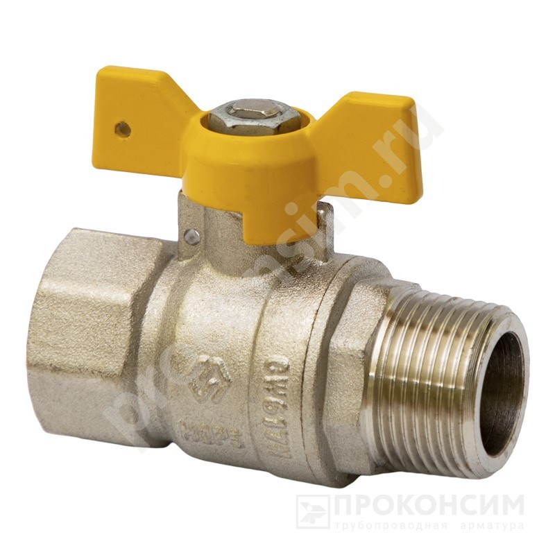 Цена по запросу.  Под заказ. Латунный шаровой кран Ду20 Ру25 MVI BV.814.05  ВР-НР, проход , бабочка. (922100431) со склада Проконсим в Москве
