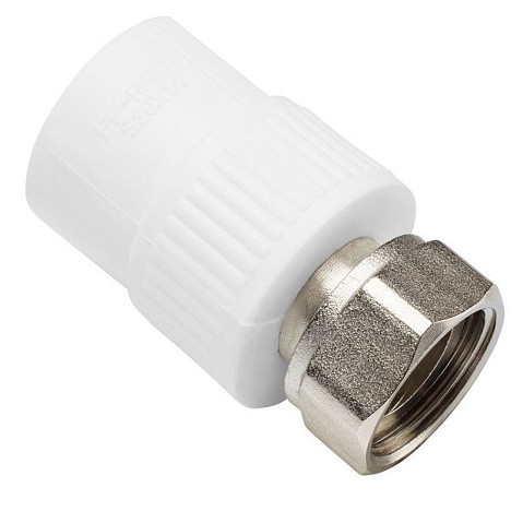 Муфта комбинированная ПП 20-1/2'' PN 25 с накидной гайкой белая VALFEX  купить в Москве | "Проконсим"