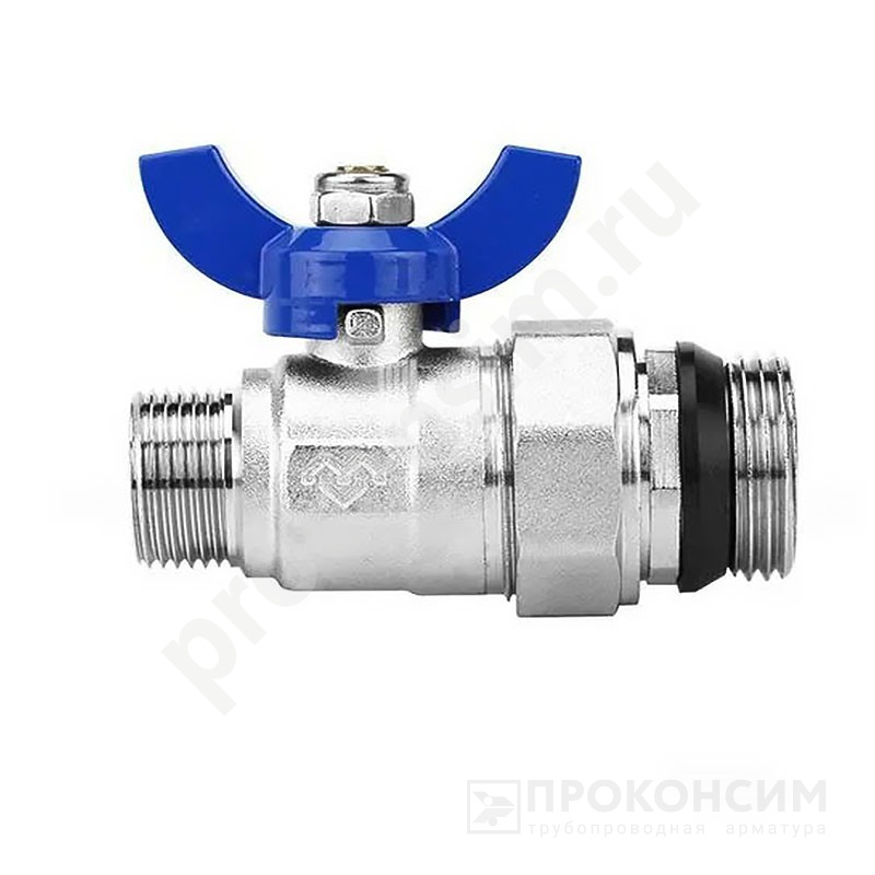 Цена [%TOWN_PRICE%].  Под заказ. Кран шаровой латунный Varmega VM15951 никелированный прямой DN25 PN16 для коллектора (2 шт.)  (930422031) со склада Проконсим в Москве