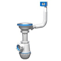 Сифон для моек бутылочный АНИ A0145S 3 1/2" с гибким переливом купить в Москве | "Проконсим"