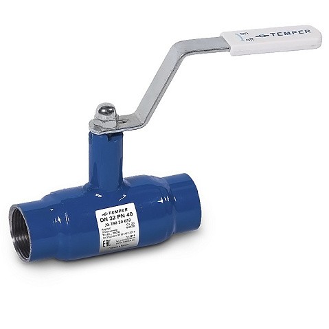 Кран стальной шаровой DN 32 PN40 120мм полнопроходной муфта-муфта с ручкой Temper купить в Москве | "Проконсим"