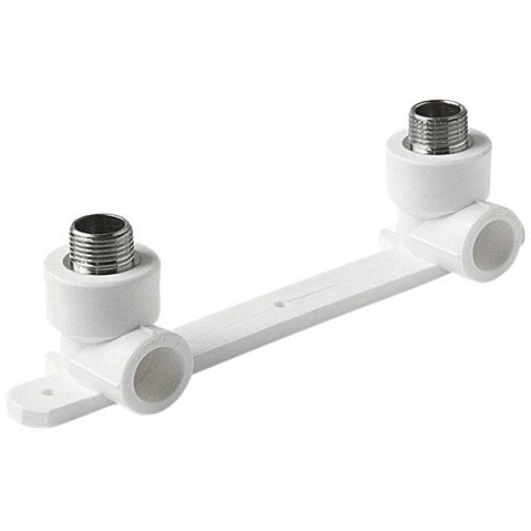 Угольник установочный двойной ПП 20-1/2'' PN 25 с наружной резьбой белый VALFEX  купить в Москве | "Проконсим"