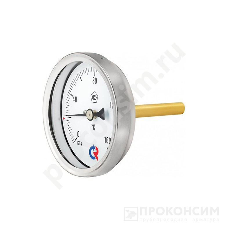 Цена [%TOWN_PRICE%].  Ожидается пополнение. Термометр биметаллический 80мм, Тип - БТ-41.211, осевой 0-120гр. G1/2'' L 46мм. Класс точности 1,5. (930094004) со склада Проконсим в Москве