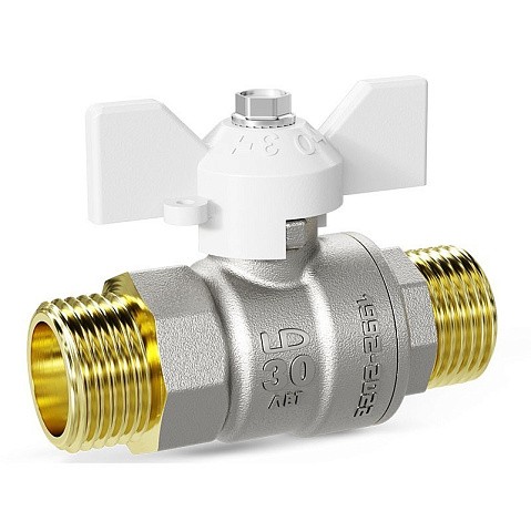 Краны латунные шаровые DN 15-25 PN 40 никелированные бабочка белая штуцер-штуцер LD Pride 47.304 купить в Москве | "Проконсим" Краны латунные шаровые DN 15-25 PN 40 никелированные бабочка белая штуцер-штуцер LD Pride 47.304 купить в Москве | "Проконсим"