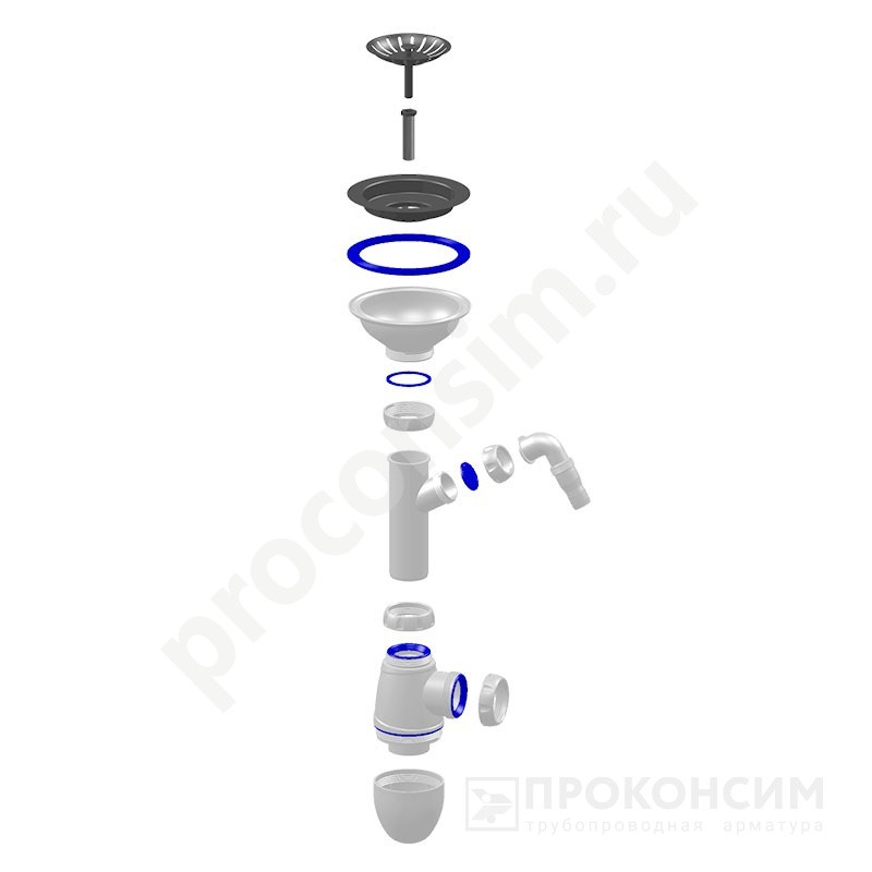 Цена [%TOWN_PRICE%].  Ожидается пополнение. Сифон для мойки Unicorn В432V, без отвода, 3 1/2'' х40 чаша из нержавеющей стали с отводом для стиральной машины латунная фурнитура (930152046) со склада Проконсим в Москве