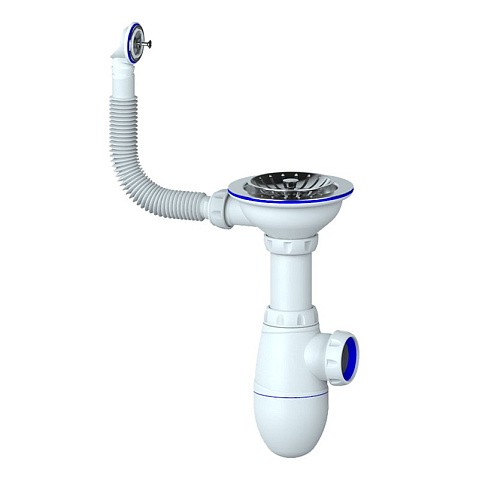 Сифон для мойки Unicorn В411, без отвода, 3 1/2'' х40 чаша из нержавеющей стали, круглый перелив купить в Москве | "Проконсим"
