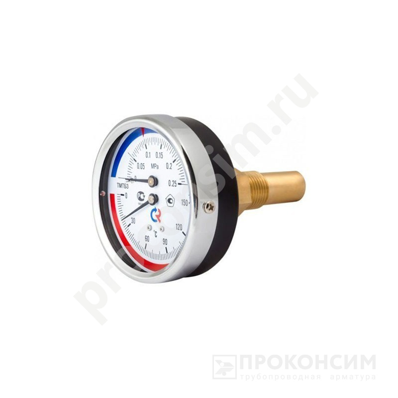 Цена [%TOWN_PRICE%].  Ожидается пополнение. Термоманометр 80мм, Тип - ТМТБ-31Т, осевой L 46мм. 0-150гр. 0-1,6MPa. G1/2'' Класс точности 2,5. (930094019) со склада Проконсим в Москве