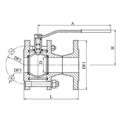 Кран стальной шаровой разборный BREEZE 11с41п, DN 50 PN 16, 180мм, полнопроходной, фланцевый с ручкой купить в Москве | "Проконсим"