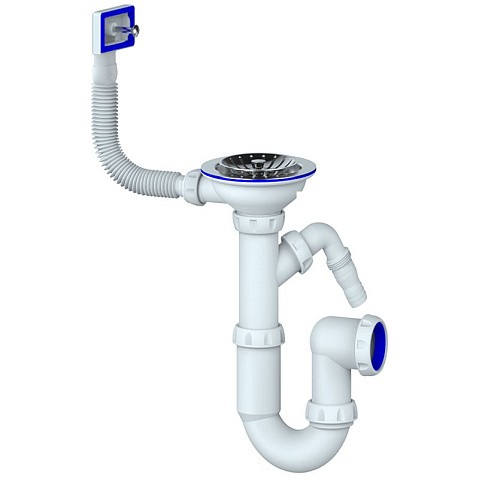 Сифон для мойки Unicorn Y430V, 3 1/2'' х40 без отвода, чаша из нержавеющей стали с отводом для стиральной машины, прямоугольный перелив купить в Москве | "Проконсим"