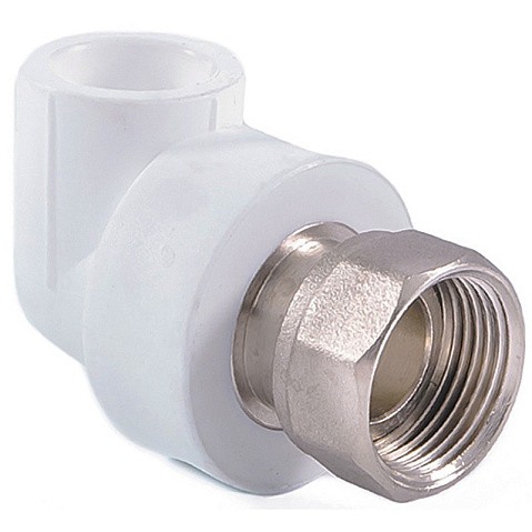 Угольник комбинированный ПП 20-1/2'' PN 25 с накидной гайкой белый РТП 14265 купить в Москве | "Проконсим"