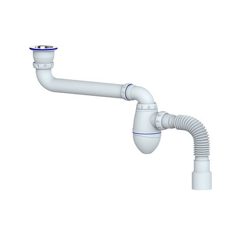 Сифон для умывальника Unicorn АС21, 40х50 гибкий отвод, 1 1/2'' х40 чаша из нержавеющей стали, со смещением купить в Москве | "Проконсим"