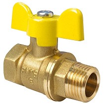 Краны латунные шаровые газовые 11Б27фтМ DN 15-32 PN 40 бабочка муфта-штуцер Valfex.278.LB3 купить в Москве | "Проконсим"