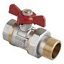 Кран латунный шаровой MVI AquaHit BV.320.04 DN 20 PN 25 бабочка американка полнопроходной никелированный
