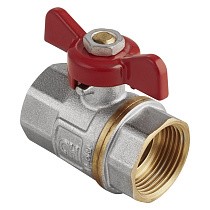 Краны латунные шаровые DN 15-25 PN 25 никелированные бабочка муфта-муфта MVI AquaHit BV.313.04 купить в Москве | "Проконсим"