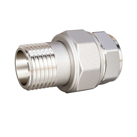 Цена 182,40 рублей с НДС.  Под заказ. Американки латунные DN 15-50 PN 40 никелированные муфта-штуцер прямые LD Pride Ду  Дн 50х2" Ру  соед. (930270055) со склада Проконсим [%TOWN_V%]