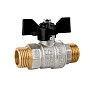 Кран латунный шаровой LD Pride 47.304 DN 25 PN 40 никелированный штуцер-штуцер бабочка