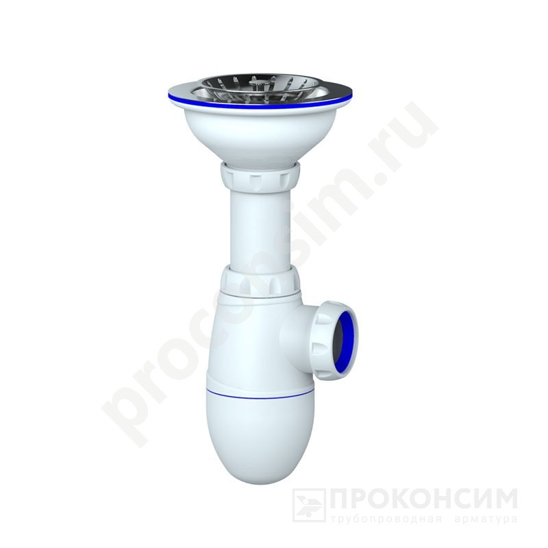 Цена 671,40 рублей с НДС.  Ожидается пополнение. Сифон для мойки Unicorn В412P, без отвода, 3 1/2'' х40 чаша из нержавеющей стали пластиковая фурнитура (930152031) со склада Проконсим в Москве