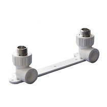 Угольник установочный ПП 25-1/2'' двойной с наружной резьбой белый Политэк купить в Москве | "Проконсим"