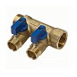 Коллектор латунный DN 20 2 выхода G 1/2'' с шаровыми кранами синяя ручка плоское присоединение отвода SGL купить в Москве | "Проконсим"