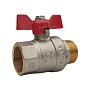 Кран латунный шаровой SGL 11Б27п DN 25 PN 40 никелированный полный проход муфта-штуцер бабочка
