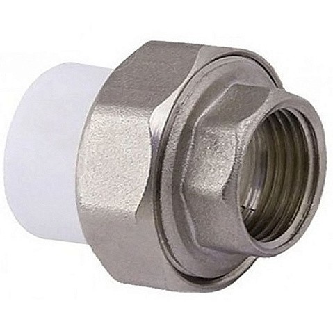 Муфта комбинированная ПП 32-1/2'' PN 25 разъёмная с внутренней резьбой белая PlasticPro купить в Москве | "Проконсим"