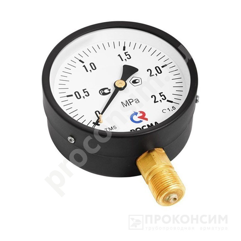 Цена [%TOWN_PRICE%].  Под заказ. Манометр общетехнический Росма ТМ-510Р.00, до 16кгс/см2 M20x1,5, 100мм, радиальное присоединение, класс точности 1.5, IP54 (930092054) со склада Проконсим в Москве