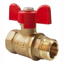Краны латунные шаровые 11Б27фт1М DN 15-20 PN 40 бабочка муфта-штуцер Valfex Optima.218.LOB1 купить в Москве | "Проконсим"