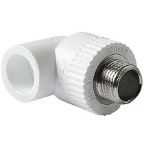 Угольники ПП DN 20-32 PN 25 комбинированные с наружной резьбой белые Pro Aqua купить в Москве | "Проконсим"