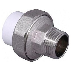  Муфта комбинированная ПП 20-1/2'' PN 25 разъёмная с наружной резьбой белая VALFEX  10156015 (251211700) со склада Проконсим в Москве