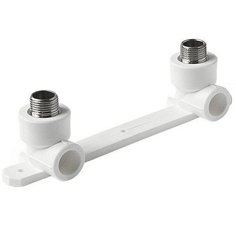 Угольник установочный двойной ПП 20-1/2'' PN 25 с наружной резьбой белый Pro Aqua PA280108P купить в Москве | "Проконсим"