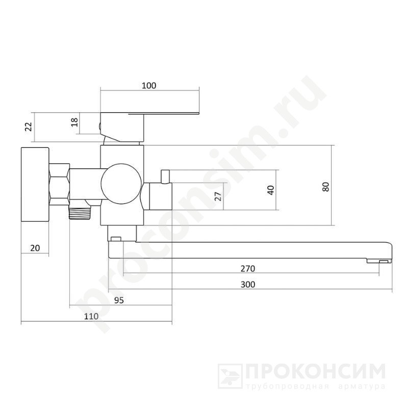 Цена [%TOWN_PRICE%]. Акция! В наличии. Смеситель СЛАВЕН СЛ-ОД-Ж31 серия Сталь для ванны, нержавеющая сталь, однорычажный, картридж 40мм, L-излив 280мм (403301115) со склада Проконсим в Москве