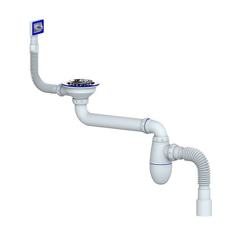 Сифон для умывальника Unicorn ВС22, 40х50 гибкий отвод, 3 1/2'' х40 чаша из нержавеющей стали, прямоугольный перелив купить в Москве | "Проконсим"