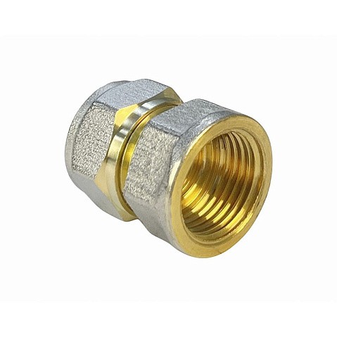 Муфта латунная для PEX труб 32-1'' PN 10 обжимная никелированная Valfex VF.302.N  купить в Москве | "Проконсим"