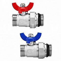 Кран шаровой латунный Varmega VM15951 никелированный прямой DN25 PN16 для коллектора (2 шт.)  | Заказной непрайсовый (930422031) со склада Проконсим в Москве