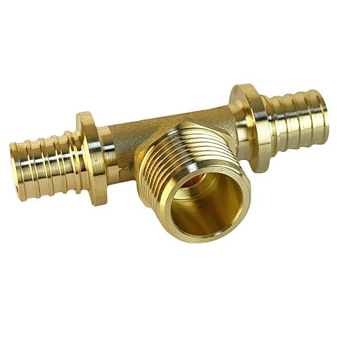 Тройник латунный для PEX труб 20-1/2''-20 PN 16 S-2,8мм под надвижную гильзу Valfex VF.433.AF купить в Москве | "Проконсим"