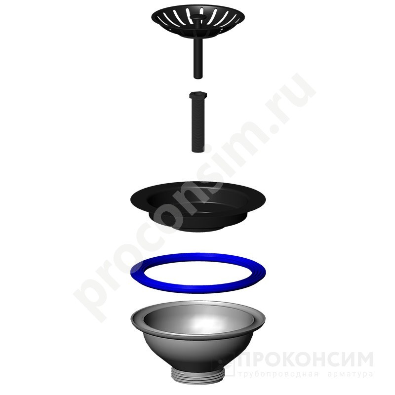 Цена [%TOWN_PRICE%].  Ожидается пополнение. Выпуск для мойки Unicorn Е150, 3 1/2'' х40 чаша из нержавеющей стали латунная фурнитура (930152150) со склада Проконсим в Москве