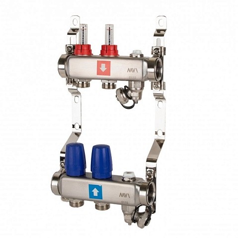 Коллекторные группы из нержавеющей стали DN 25 PN 10 с расходомерами, с дренажным краном и воздухоотводчиком MVI купить в Москве | "Проконсим" Коллекторные группы из нержавеющей стали DN 25 PN 10 с расходомерами, с дренажным краном и воздухоотводчиком MVI купить в Москве | "Проконсим"
