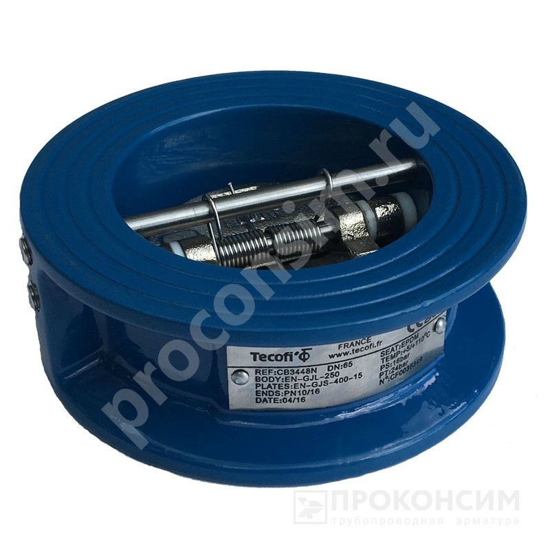 Цена по запросу.  Под заказ. Обратный клапан Ду50 Ру16 Tecofi CB3448N-EP CB3448N-EP0050 чугун соед. межфланцевое  со склада Проконсим в Москве